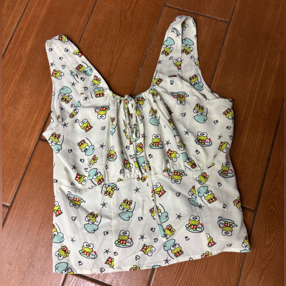 Sanrio White and Blue Tie Front Tank Top